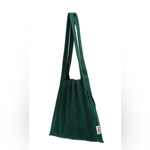 Joseph and Stacey Lucky Pleats Knit Deep Forest Green Pleated Shoulder Bag Tote
